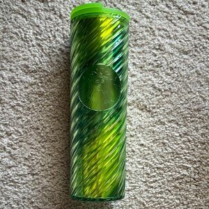 Starbucks Venti 24oz Lime Green Swirl Iridescent Cold Cup Tumbler Siren Logo